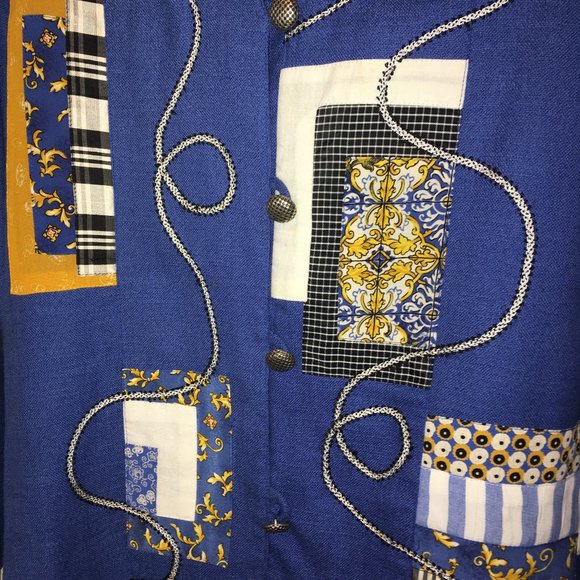 Canvasbacks Blue Patchwork Art Tapestry Jacket - Picture 5 of 9